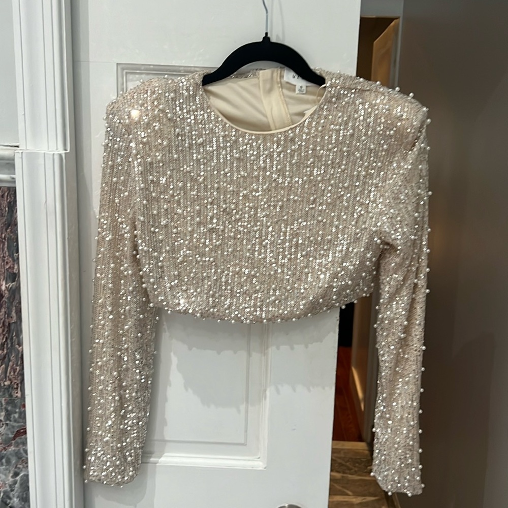 gorgeous sequence crop shirt
